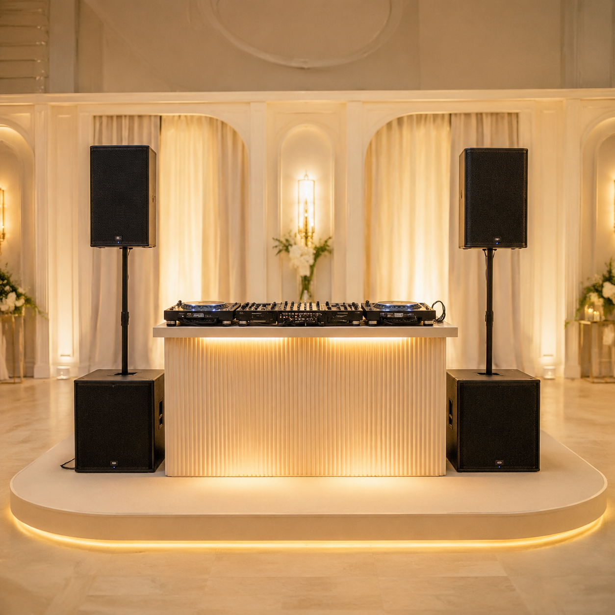 Sistem de sonorizare și pupitru DJ pentru eveniment